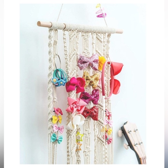 🆕Macrame BÖHÖ Hair Bows_Ties_Clips_Headbands Organizer Storage Wall Decor 4Room - Picture 4 of 17